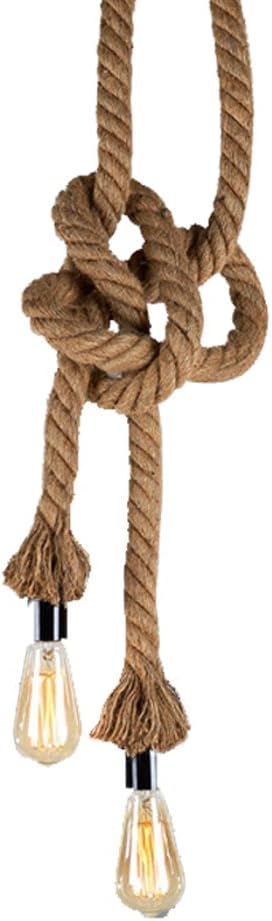 Mengjay Trade E27 Hemp Rope Double Head Vintage Hanging Pendant Ceiling Light Lamp Industrial Retro Country Style Dining Hall Restaurant Bar Cafe Lighting AC 220V (4m (200 cm+200 cm))
