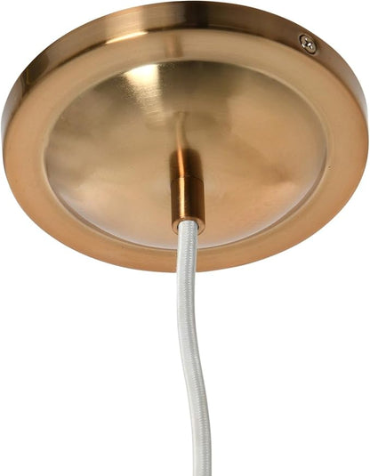 Presley - Caged Trumpet Metal Ceiling Light, Brushed Brass and White