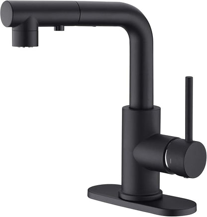 CREA Black Kitchen Faucet with Pull Down Sprayer,Bathroom Sink Faucet, Mini Bar Prep Faucet,Single Handle,3 or 1 Hole,Utility Faucet,Outdoor Tap