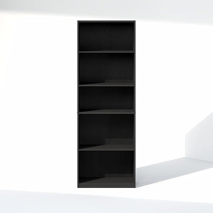 Furinno GEHRY DVD Shelf, 5-Tier CD Rack, Media Shelf with Adjustable Shelves, DVD Storage Cabinets for CD Blueray Game Disc, Easy Assembly, for Living Room, Home Office, Blackwood