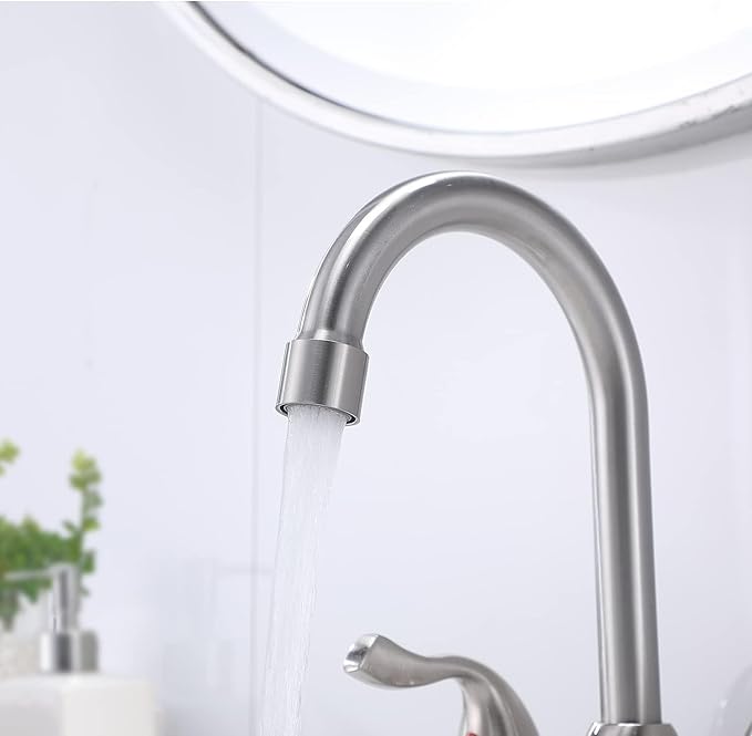 Hotis 2 Pack Bathroom Sink Faucet Brushed Nickel, 4 Inch 2 Handle Bathroom Sink Faucet for 1 or 3 Hole, Centerset Bathroom Faucet for Sink Vanity, with Pop-up Drain and Supply Hoses, HT-SLYT008L-2-1