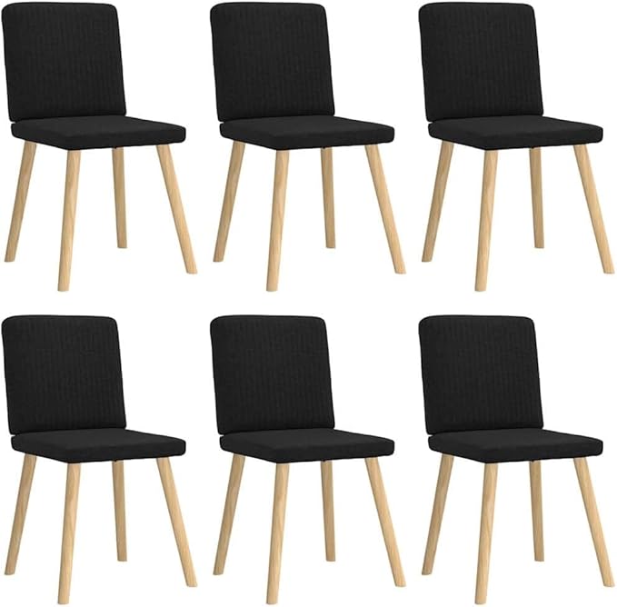 6-Piece Black Fabric Dining Chairs Set with Metal Frame and Thick Foam Seating, Modern Farmhouse Kitchen Chairs for Dining Room Living Room and Home Decor