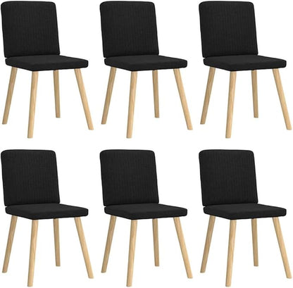 6-Piece Black Fabric Dining Chairs Set with Metal Frame and Thick Foam Seating, Modern Farmhouse Kitchen Chairs for Dining Room Living Room and Home Decor