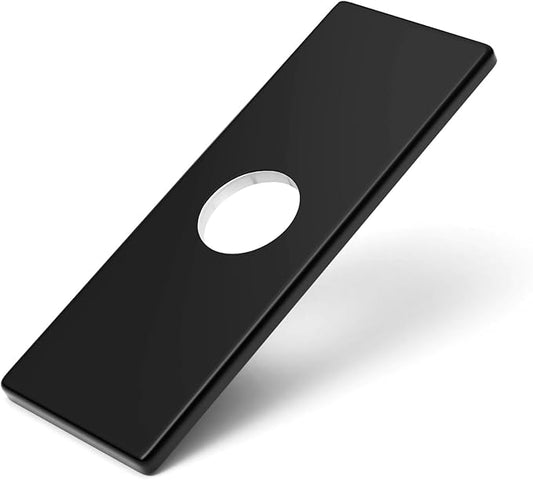 6 Inch Matte Black Sink Hole Cover, Greenspring 4" Hole Cover Deck Plate, Bathroom Faucet Deck Plate, Stainless Steel Square Escutcheon for Bathroom or Kitchen Single Hole Vanity Sink Faucet