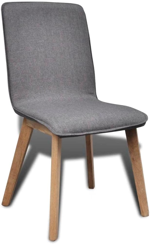 Modern Farmhouse Dining Chairs 2-Pack Dark Gray Fabric with Solid Oak Wood Legs Sturdy Comfortable Seating for Kitchen Dining Room Living Room Furniture