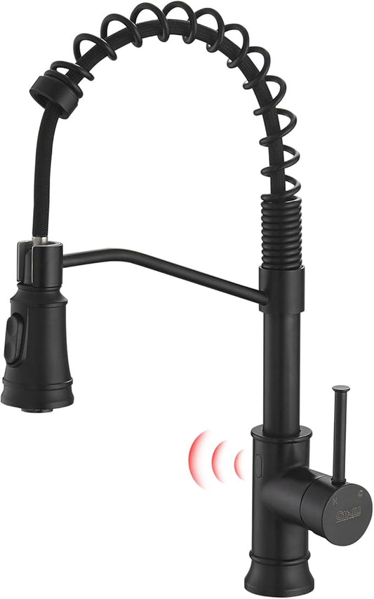 GIMILI Matte Black Touchless Kitchen Sink Faucet with Pull Down Sprayer, Motion Sensor Smart Activated Hands-Free Single Handle Kitchen Faucet