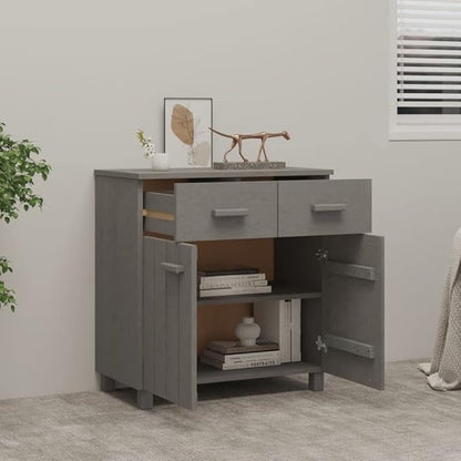 Sideboard Light Grey Solid Pine Wood, 31.1 x 15.7 x 31.5 in Buffet Cabinet with Drawers, Modern Storage for Dining Room Kitchen Furnitur