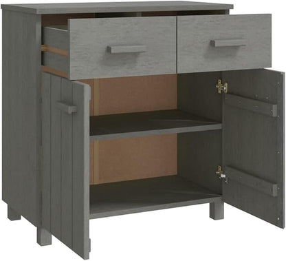 Light Grey Sideboard Buffet Cabinet 31.1x15.7x31.5 in Solid Pine Coffee Bar Kitchen Storage Credenza for Dining Room Living Room Entryway