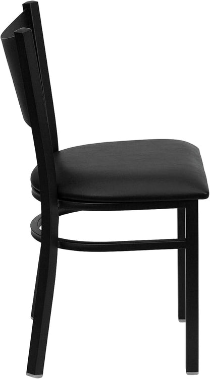 Flash Furniture 2 Pack HERCULES Series Black Coffee Back Metal Restaurant Chair - Black Vinyl Seat