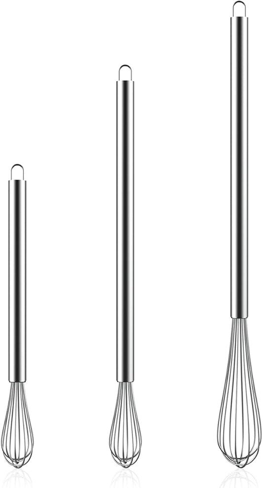 NileHome Mini Whisks Stainless Steel Whisk Set 7" 9" 11"Kitchen Small Wisk Balloon Wire Tiny Whisks for Cooking, Whisking, Blending, Beating, Stirring 3 Pack