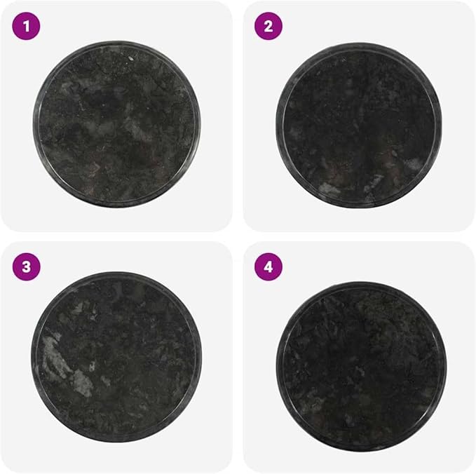 15.7in Black Marble Round Table Top 1in Thick Solid Surface Contemporary Dining or Coffee Desk for Living Room Patio and Small Spaces