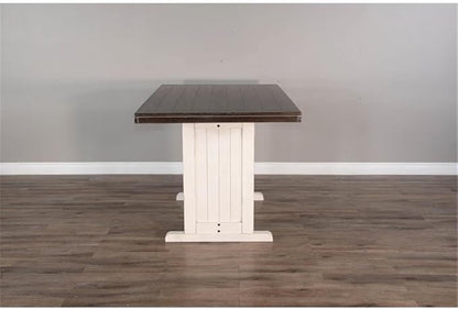 Pemberly Row Farmhouse Wood Kitchen Corner Counter Height Breakfast Dining Nook Set, Corner Conversation Booth Bench with Hidden Storage in White and Brown