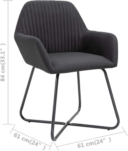 Modern Fabric Dining Chairs Set of 2 Black with Steel Legs for Kitchen Living Room and Vanity Areas Comfortable Seating Furniture