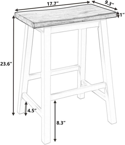 Farmhouse Rustic 2-Piece Counter Height Wood Kitchen Dining Stools for Small Places, Walnut