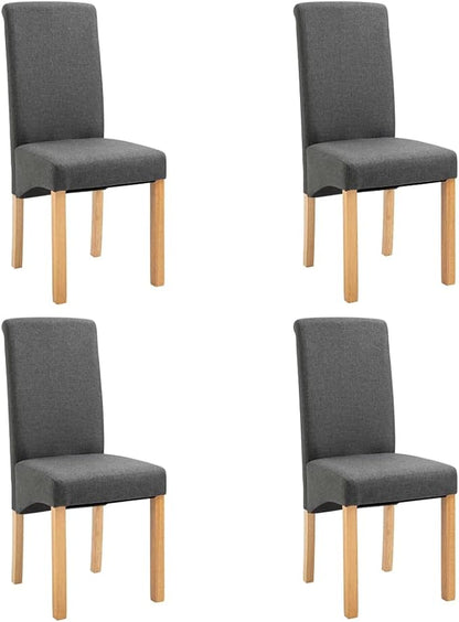 Modern Dining Chairs Set of 4 Gray Fabric Upholstered Wooden Frame Kitchen Living Room Furniture Accent Chairs with Ergonomic Design for Farmhouse Small Spaces