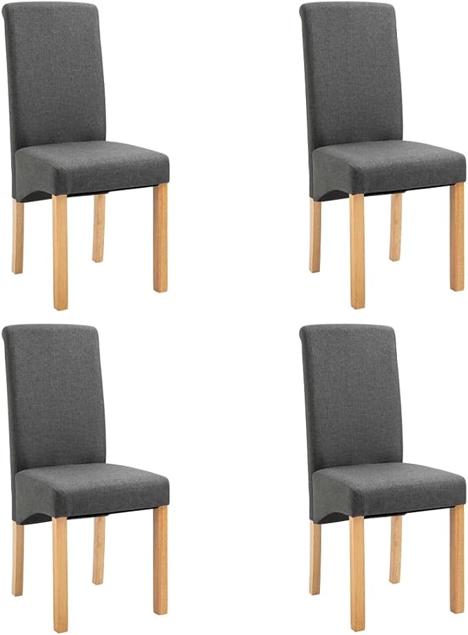 Modern Dining Chairs Set of 4 Gray Fabric and Wood Comfortable Chairs for Dining Room Kitchen Living Room