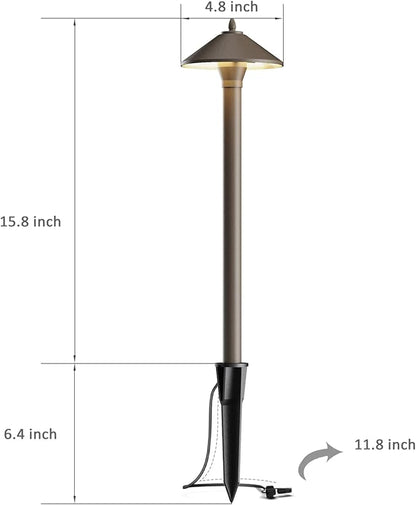 Pathway Lights 6PK Low Voltage Outdoor Landscape Lighting 10W 25 Lumen 2700K 12V AC Path Lights Warm White Light with G4 Bulb Connector Spike Stake for Garden Yard Driveway
