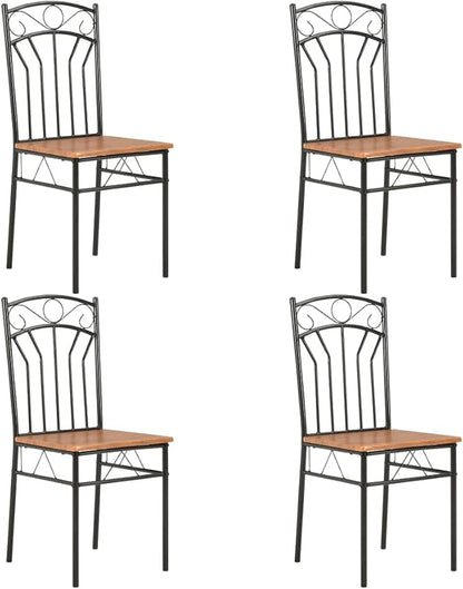 4 Pack Brown Modern Farmhouse Dining Chairs with Steel Frame, Mid-Century Kitchen Chairs Set of 4 for Dining Room Furniture, Sturdy MDF Board and Ergonomic Design
