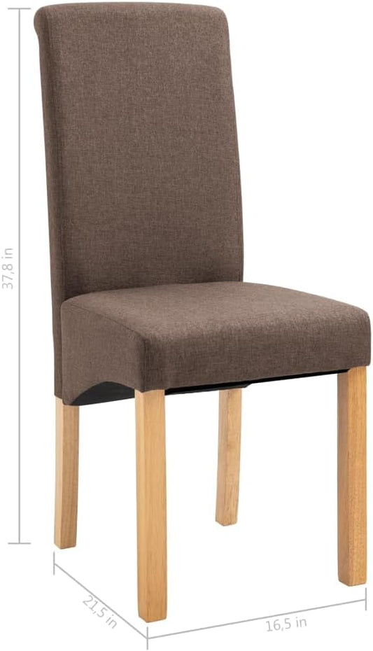 6-Piece Modern Brown Fabric Dining Chairs Set with Wooden Frame - Sturdy Kitchen & Living Room Furniture for Farmhouse Home Decor