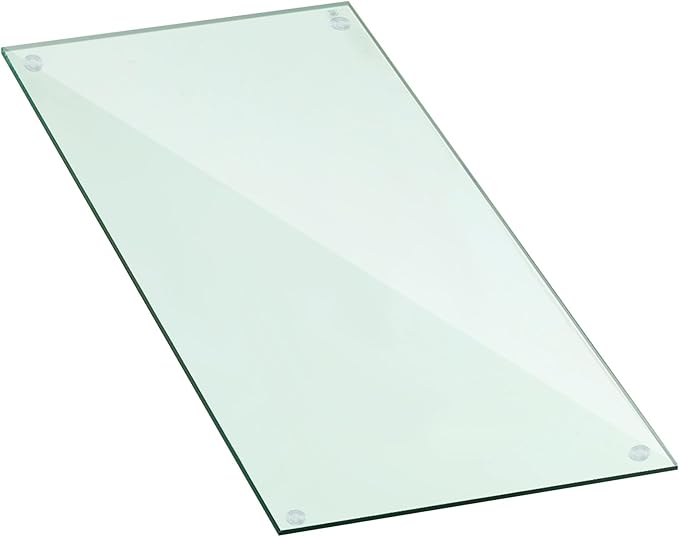 Landical 16" x 24" Rectangle Clear Tempered Glass Table Top 3/8" Thick Eased Corners Clear Tempered Top Patio Table Replacement with 10 Anti Slip Pads for Kitchen Coffee Dining Table