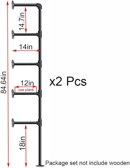 FOF FRIEND OF FAMILY(14" Deep,2Pcs Industrial Retro Wall Mount Iron Pipe Shelf,DIY Open Bookshelf,Hung Bracket,Home Improvement Kitchen Shelves,Tool Utility Shelves, Office Shelves,Bookshelves