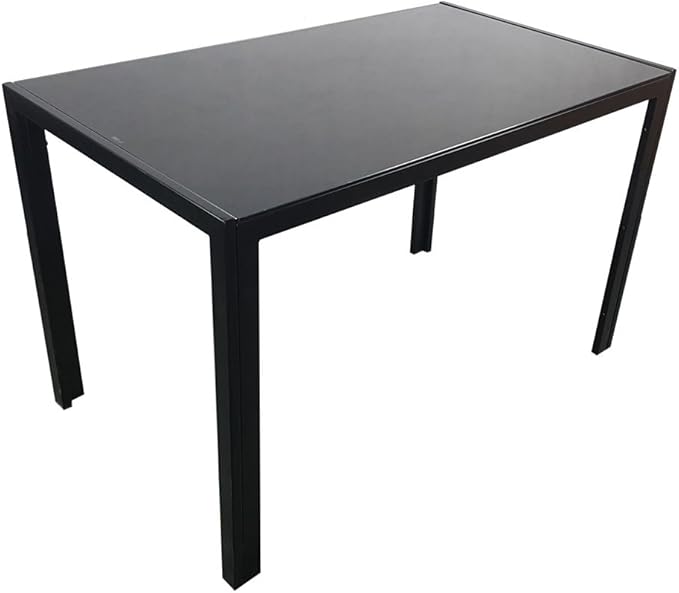 FCH Black Glass Table with Tempered Glass Top, Rectangular Dining Table Set for 4, Place Saving for Apartments & Small Places, for Home & Kitchen & Dining Room, 47", Black