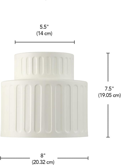 GLOBE Electric 66000135 1-Light Flush Mount Ceiling Light, Ceramic Effect Shade, Matte Off-White, Ribbed, Home Improvement, Dining Room, Kitchen