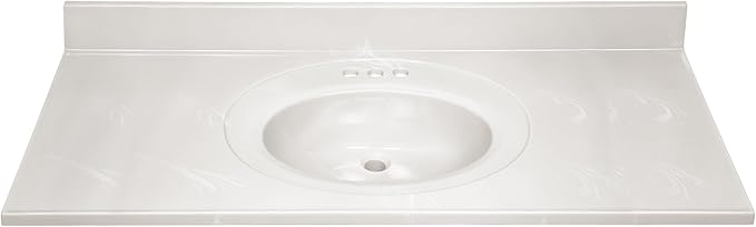 Design House Cultured Marble Vanity Top, 49 in W x 22 in D, Integrated 4 in Centerset Oval Sink & Backsplash, Ivory Swirl, 586347