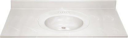 Design House Cultured Marble Vanity Top, 49 in W x 22 in D, Integrated 4 in Centerset Oval Sink & Backsplash, Ivory Swirl, 586347