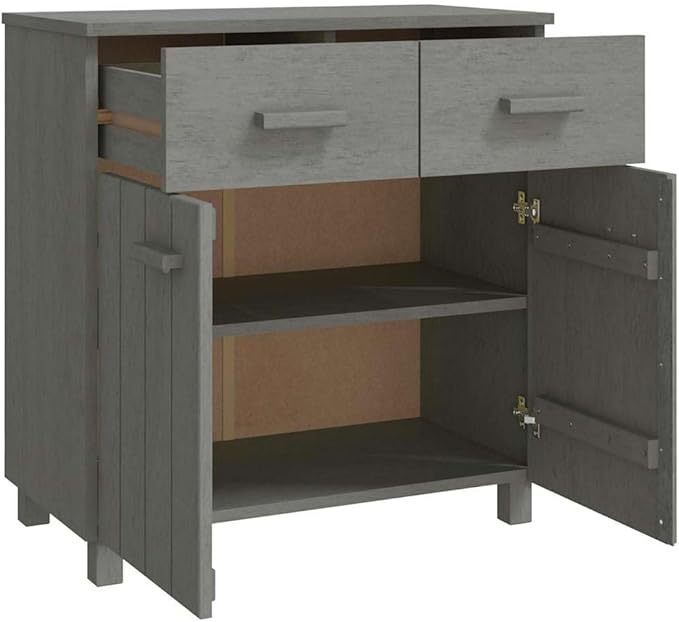 Sideboard Buffet Cabinet 31.1x15.7x31.5 in Light Grey Solid Pine Coffee Bar Console Cupboard for Living Room Entryway Kitchen Storage