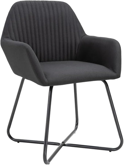 Black Dining Chair Set of 2 Modern Accent Seats with Powder-Coated Steel Frame 9.4 x 9.4 x 13 in No-Assembly Comfortable Upholstered Fabric for Kitchen Dining or Living Room
