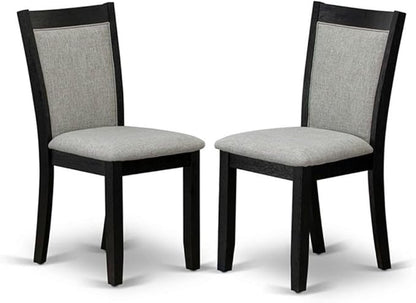 East West Furniture MZC6T06 Monza Parson Chairs - Shitake Linen Fabric Padded Dining Chairs, Set of 2, Wirebrushed Black
