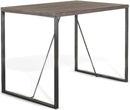 Pemberly Row Modern Counter Height Dining Table, 36''Hx47''Wx30''D, Mahogany Wood Top, Powder-Coated Metal Frame, Tobacco Leaf Finish, Industrial Style, Sturdy Sled Legs, Seats 4 for Kitchen or