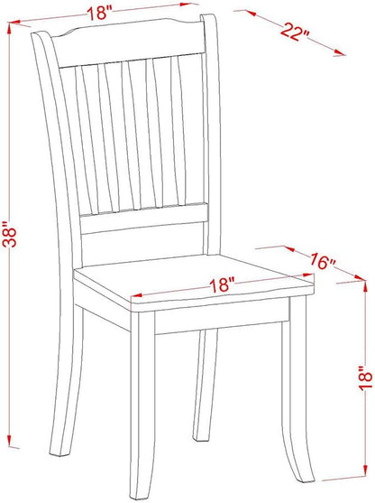 East West Furniture DAC-BCH-W Danbury Dining Room Chairs - Slat Back Solid Wood Seat Chairs, Set of 2, Black & Cherry
