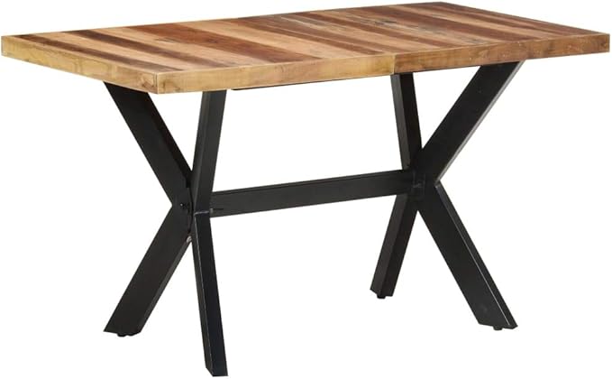 Solid Acacia Wood Honey Dining Table 55.1"x27.6" Industrial Kitchen & Dining Room Table Seats 6 Easy Assembly Compact Rustic Furniture for Apartment Loft