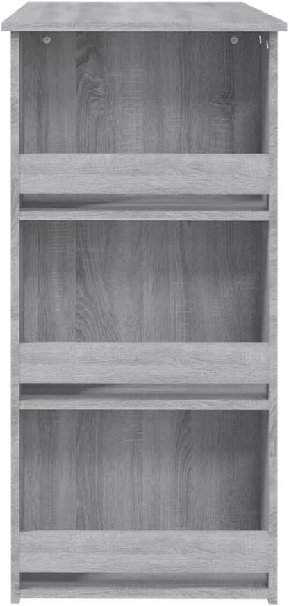 Gray Sonoma Bar Table 40.2 x 19.7 x 40.7 in Matte Engineered Wood High Top Dining Table with 3 Shelves Modern Storage Small Kitchen Island for Living Room Kitchen Apartment