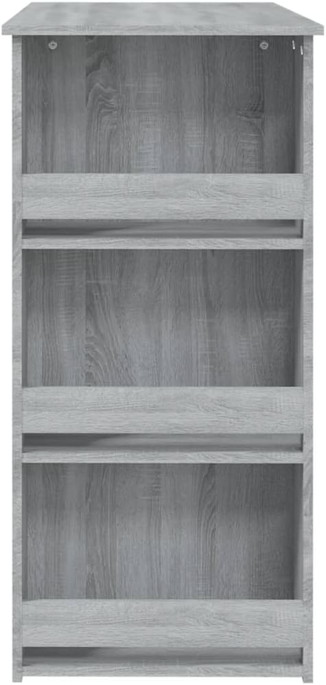 Gray Sonoma Engineered Wood Medium Bar Table with 3 Shelves for Kitchen Living Room, Modern Dining Table for 4 People, Sturdy Storage Furniture, Multifunctional Home Bar