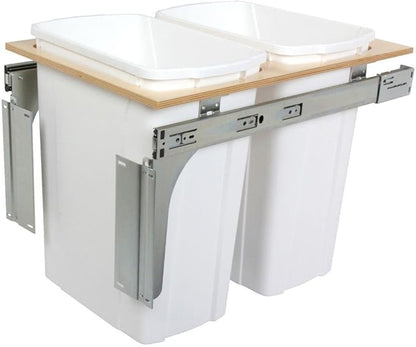 18 in. H x 15 in. W x 23 in. D Steel in-Cabinet 35 Qt. Double Top Mount Pull Out Trash Can