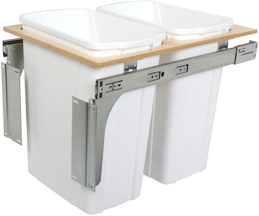 18 in. H x 15 in. W x 23 in. D Steel in-Cabinet 35 Qt. Double Top Mount Pull Out Trash Can