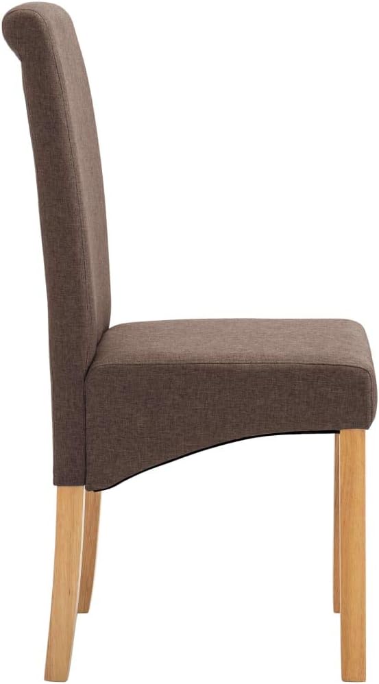 4 Piece Brown Fabric Dining Chairs Set with Wood Frame, Modern Farmhouse Style Comfortable Seating for Dining Room Kitchen