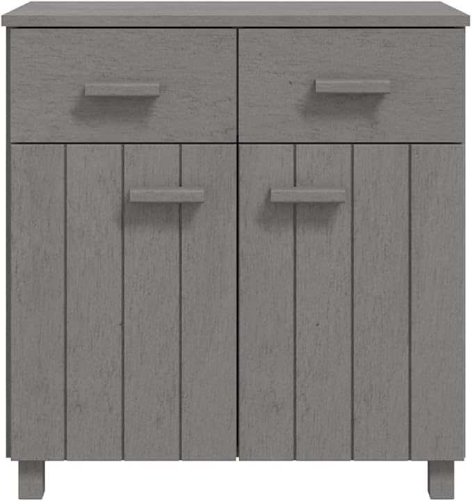 Sideboard Light Grey Solid Pine Wood, 31.1 x 15.7 x 31.5 in Buffet Cabinet with Drawers, Modern Storage for Dining Room Kitchen Furnitur
