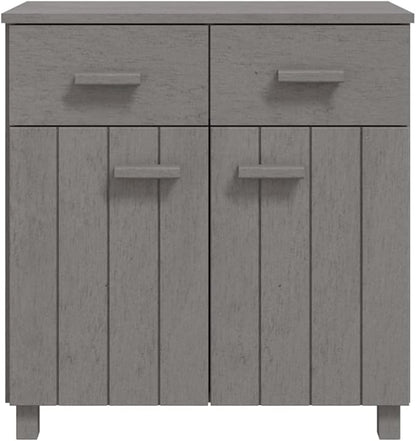Sideboard Light Grey Solid Pine Wood, 31.1 x 15.7 x 31.5 in Buffet Cabinet with Drawers, Modern Storage for Dining Room Kitchen Furnitur