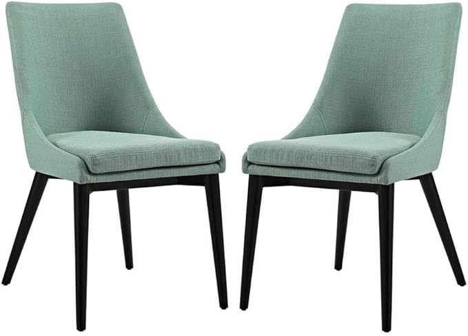 Modway Viscount Mid-Century Modern Upholstered Fabric Two Kitchen and Dining Room Chairs in Laguna