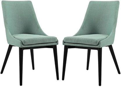 Modway Viscount Mid-Century Modern Upholstered Fabric Two Kitchen and Dining Room Chairs in Laguna