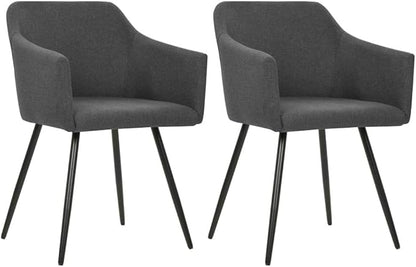 Modern Dining Chairs Set of 2 Dark Gray Fabric Upholstered Kitchen Chairs with Metal Frame for Dining Room and Kitchen