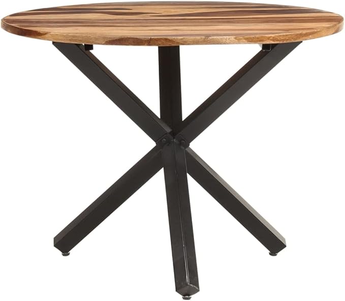 Round Acacia Wood Dining Table 39.4" Honey Brown Modern Small Dining Table for Kitchen Dining Room or Patio Seats 4