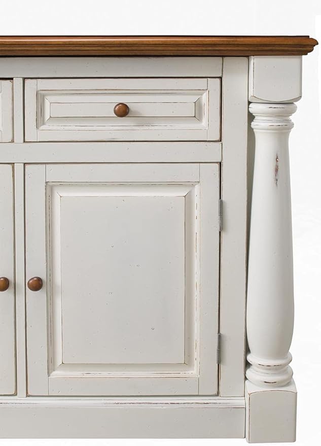 Homestyles Monarch Kitchen Island Set, 50 Inch Width, Antique White