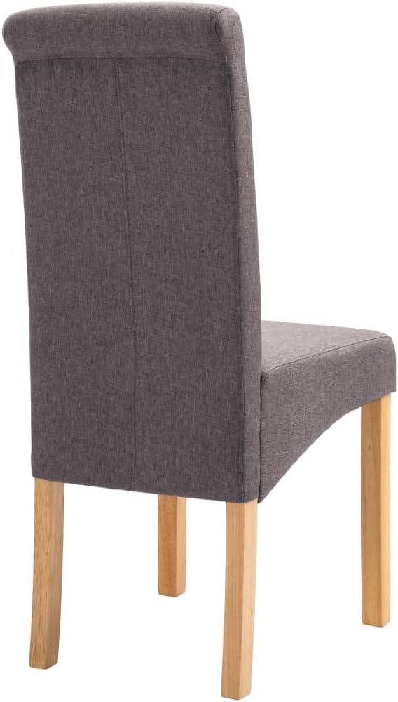 Taupe Fabric Dining Chair Set of 4 Ergonomic Rubberwood Chairs with Modern Design for Dining Room Kitchen and Living Room