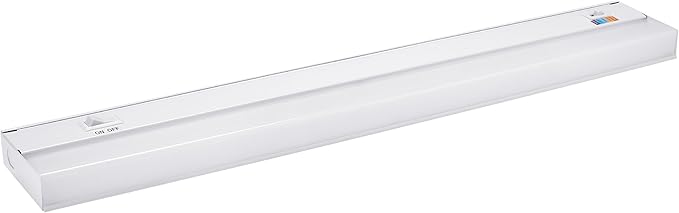 Maxxima 24 in. Hardwired LED Under Cabinet Light - 950 Lumens, 5 CCT, Color Temperature Slide Control, 2700K/3000K/3500K/4000K/5000K, Kitchen and Indoor Lighting Fixture, White, On/Off Switch, ETL