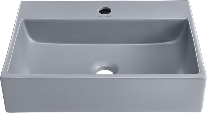 Claire 20” Rectangle Ceramic Vessel Sink in Matte Grey